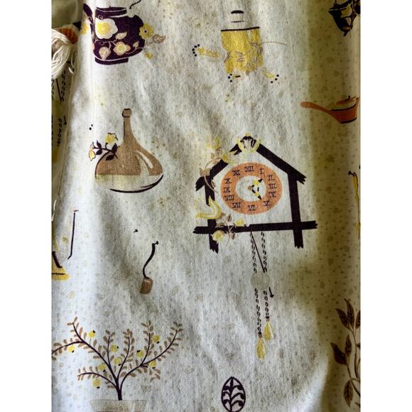 Vintage 1950s Half Apron Novelty Print Kitchen Knick Knacks Attached Hand Towel - Picture 13 of 13